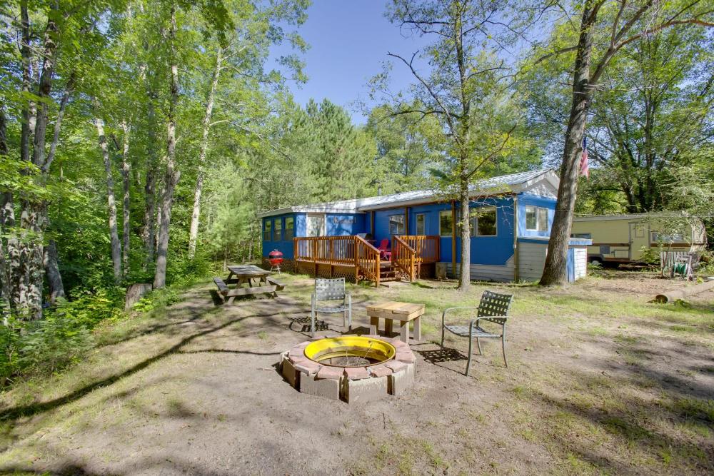 Little Manistee Riverfront Cabin with Fire Pit!